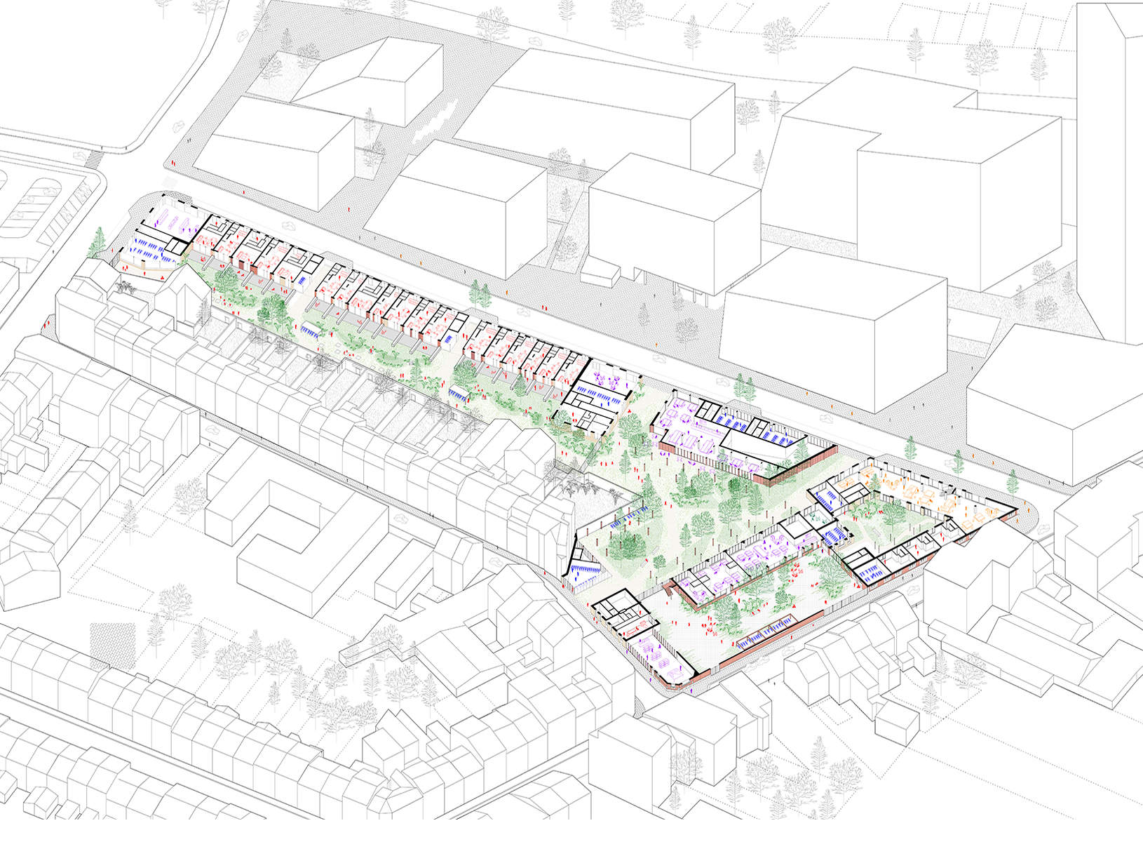 Axonometric view of the ground floor